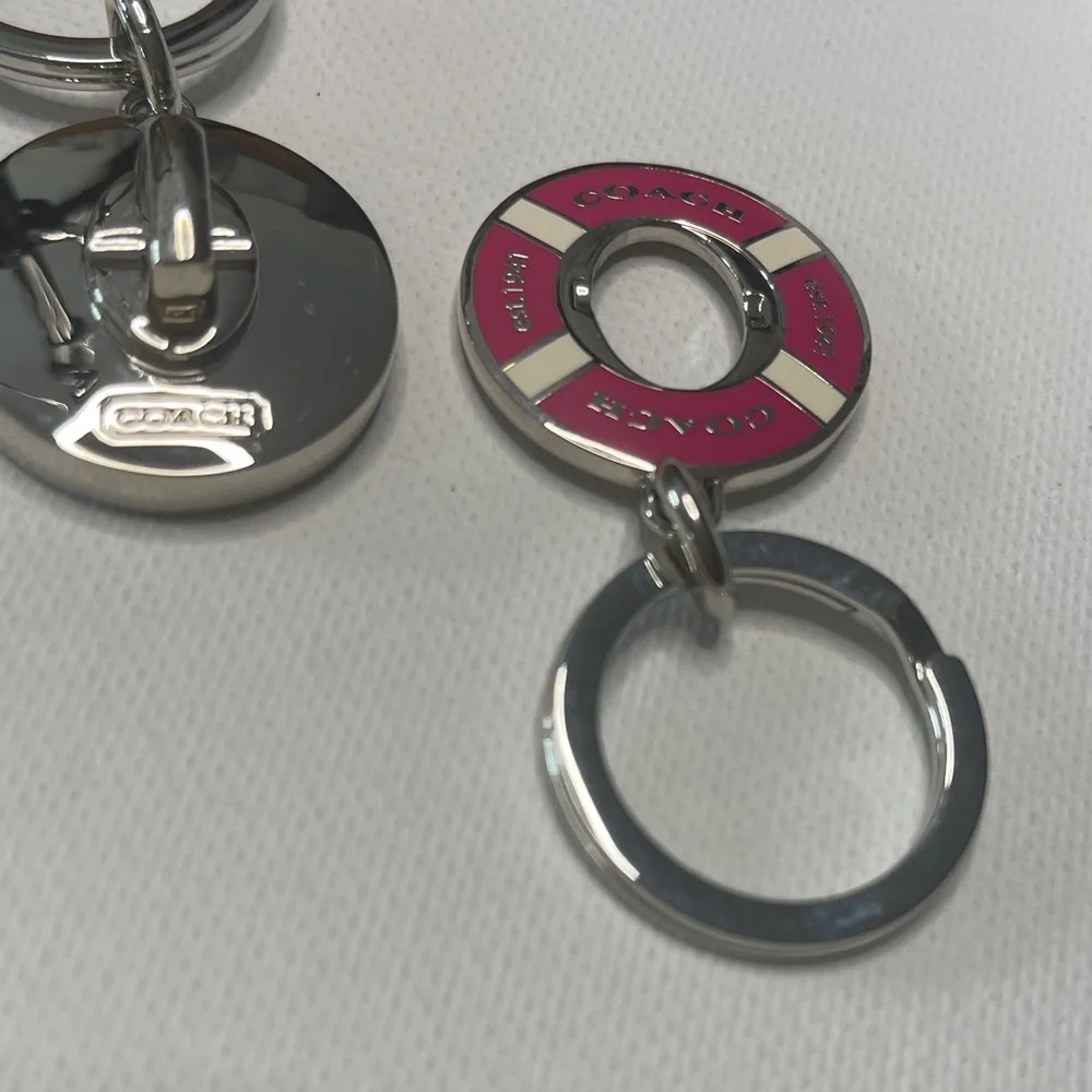 Coach Pink and Silver Circular Valet Keychain - Picture 5 of 6